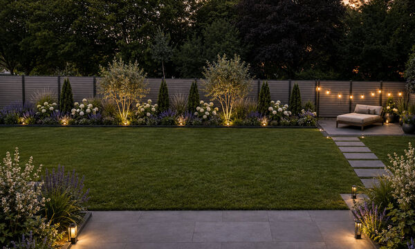 The garden at dusk